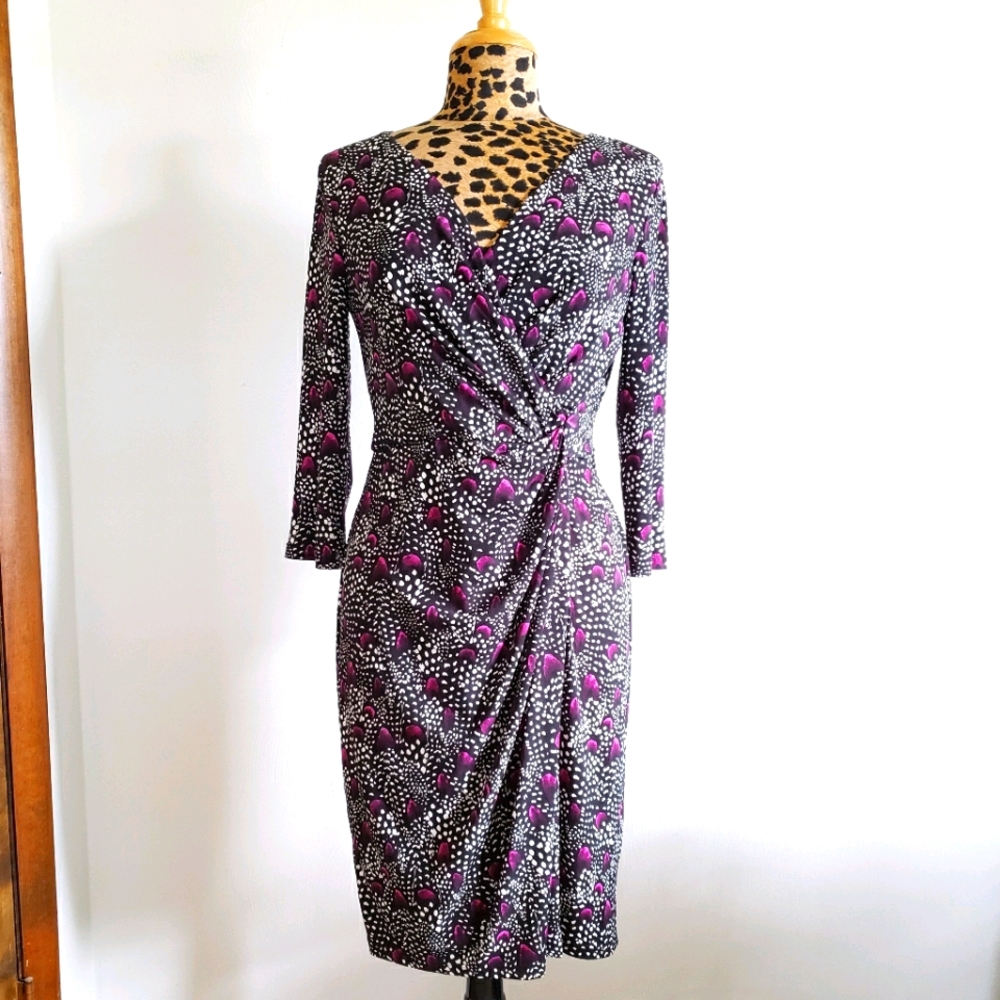 WHBM Gorgeous Abstract Print Faux Wrap Dress